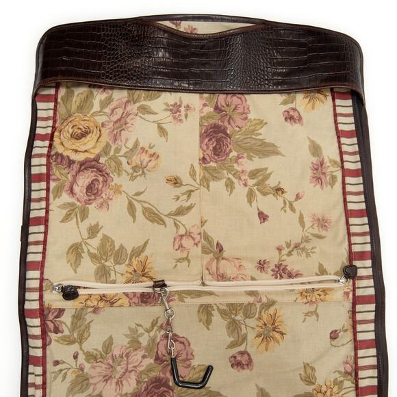 Brighton Black & Brown Full Size Tri-fold Leather Canvas Garment Bag - Picture 13 of 16